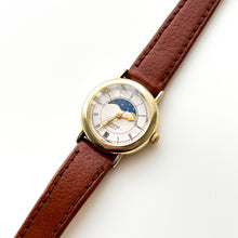 Load image into Gallery viewer, Vintage Ladies&#39; Accurist Moon Phase Quartz Watch with Brown Leather Strap
