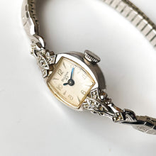 Load image into Gallery viewer, Vintage 1960 Ladies&#39; Silver-Tone Bulova Mechanical Watch with Diamonds and Elasticated Bracelet
