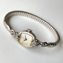 Load image into Gallery viewer, Vintage 1960 Ladies&#39; Silver-Tone Bulova Mechanical Watch with Diamonds and Elasticated Bracelet
