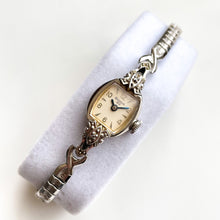 Load image into Gallery viewer, Vintage 1960 Ladies&#39; Silver-Tone Bulova Mechanical Watch with Diamonds and Elasticated Bracelet
