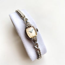 Load image into Gallery viewer, Vintage 1960 Ladies&#39; Silver-Tone Bulova Mechanical Watch with Diamonds and Elasticated Bracelet
