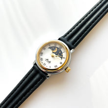 Load image into Gallery viewer, Vintage Sun &amp; Moon Moulin Quartz Watch with Black Leather Strap
