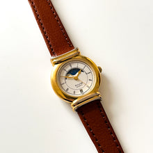 Load image into Gallery viewer, Vintage Ladies&#39; Accurist Moon Phase Quartz Watch with Brown Leather Strap
