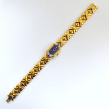 Load image into Gallery viewer, Rare Vintage 1990s 18ct Gold-Plated Ladies&#39; Seiko Quartz Watch With Blue Dial, Diamonds and Sapphires
