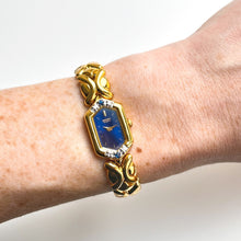 Load image into Gallery viewer, Rare Vintage 1990s 18ct Gold-Plated Ladies&#39; Seiko Quartz Watch With Blue Dial, Diamonds and Sapphires
