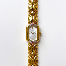 Load image into Gallery viewer, Rare Vintage 1990s 18ct Gold-Plated Ladies&#39; Seiko Quartz Watch With Silver Dial, Diamonds and Rubies
