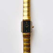 Load image into Gallery viewer, Rare Vintage 1990s 18ct Gold-Plated Ladies&#39; Seiko Quartz Watch With Black Dial and Genuine Diamonds
