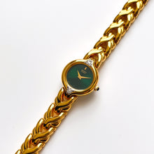 Load image into Gallery viewer, Rare Vintage 1990s 18ct Gold-Plated Ladies&#39; Seiko Quartz Watch With Dark Green Dial and Genuine Diamonds
