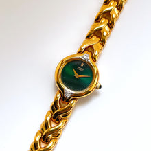 Load image into Gallery viewer, Rare Vintage 1990s 18ct Gold-Plated Ladies&#39; Seiko Quartz Watch With Dark Green Dial and Genuine Diamonds
