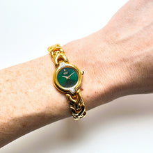 Load image into Gallery viewer, Rare Vintage 1990s 18ct Gold-Plated Ladies&#39; Seiko Quartz Watch With Dark Green Dial and Genuine Diamonds
