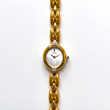 Load image into Gallery viewer, Rare Vintage 1990s 18ct Gold-Plated Ladies&#39; Seiko Quartz Watch With Tiny Silver Dial and Genuine Diamonds
