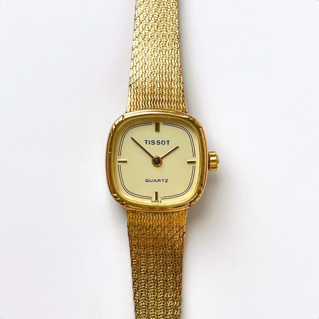 Ladies' Vintage Gold-Plated Tissot Quartz Watch with Beige Dial