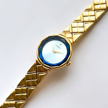 Load image into Gallery viewer, Very Rare 1990s Gold-Plated Lassale (Seiko) Quartz Watch with Blue Dial and Faceted Crystal
