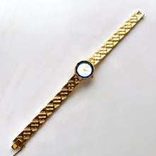 Load image into Gallery viewer, Very Rare 1990s Gold-Plated Lassale (Seiko) Quartz Watch with Blue Dial and Faceted Crystal
