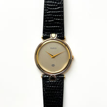 Load image into Gallery viewer, 90s Two-Tone Gucci Unisex Quartz Watch with Black Leather Strap
