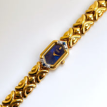 Load image into Gallery viewer, Rare Vintage 1990s 18ct Gold-Plated Ladies&#39; Seiko Quartz Watch With Blue Dial, Diamonds and Sapphires
