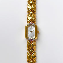 Load image into Gallery viewer, Rare Vintage 1990s 18ct Gold-Plated Ladies&#39; Seiko Quartz Watch With Silver Dial, Diamonds and Rubies
