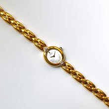 Load image into Gallery viewer, Rare Vintage 1990s 18ct Gold-Plated Ladies&#39; Seiko Quartz Watch With Tiny Silver Dial and Genuine Diamonds
