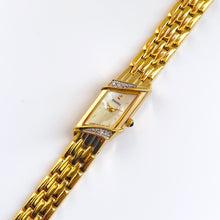 Load image into Gallery viewer, Rare Vintage 1990s 18ct Gold-Plated Ladies&#39; Seiko Quartz Watch With Asymmetrical Mother of Pearl Dial and Genuine Diamonds
