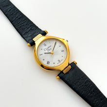 Load image into Gallery viewer, Vintage Christian Dior Gold-Plated Ladies&#39; Quartz Watch with Black Leather Strap
