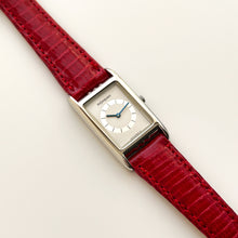 Load image into Gallery viewer, Vintage 90s Yves Saint Laurent Tank-Style Ladies&#39; Quartz Watch with Red Leather Strap - Boxed
