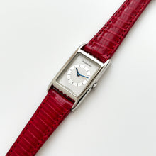 Load image into Gallery viewer, Vintage 90s Yves Saint Laurent Tank-Style Ladies&#39; Quartz Watch with Red Leather Strap - Boxed
