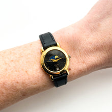 Load image into Gallery viewer, Vintage Ladies&#39; Everite Moon Phase Quartz Watch with Black Leather Strap
