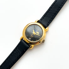 Load image into Gallery viewer, Vintage Ladies&#39; Everite Moon Phase Quartz Watch with Black Leather Strap
