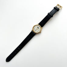 Load image into Gallery viewer, Ladies&#39; 90s Moon Phase Rotary Quartz Watch with Black Leather Strap
