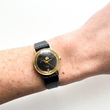 Load image into Gallery viewer, Vintage Ladies&#39; Accurist Moon Phase Quartz Watch with Black Leather Strap
