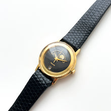 Load image into Gallery viewer, Vintage Ladies&#39; Accurist Moon Phase Quartz Watch with Black Leather Strap
