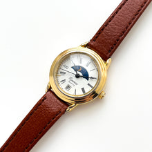 Load image into Gallery viewer, Ladies&#39; 90s Sun &amp; Moon Equinox Quartz Watch with Brown Leather Strap
