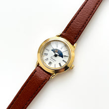 Load image into Gallery viewer, Ladies&#39; 90s Sun &amp; Moon Equinox Quartz Watch with Brown Leather Strap
