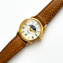 Load image into Gallery viewer, Vintage Constant Sun &amp; Moon Phase Quartz Watch with Brown Leather Strap
