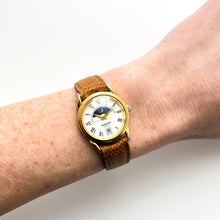 Load image into Gallery viewer, Vintage Constant Sun &amp; Moon Phase Quartz Watch with Brown Leather Strap
