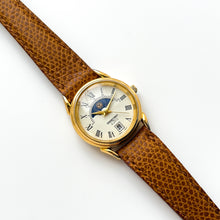 Load image into Gallery viewer, Vintage Constant Sun &amp; Moon Phase Quartz Watch with Brown Leather Strap
