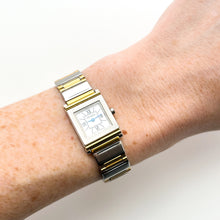 Load image into Gallery viewer, Vintage 90s Yves Saint Laurent Ladies&#39; Tank-Style Quartz Watch with Two-Tone Bracelet and White Roman Numerals
