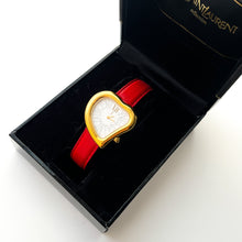 Load image into Gallery viewer, Vintage Yves Saint Laurent Gold-Plated Ladies&#39; Quartz Watch with Heart Shaped Dial - Boxed
