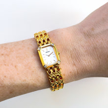 Load image into Gallery viewer, Rare Vintage 1990s 18ct Gold-Plated Ladies&#39; Seiko Quartz Watch With Diamond-Set Bezel
