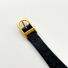 Load image into Gallery viewer, Vintage Christian Dior Gold-Plated Ladies&#39; Quartz Watch with Black Leather Strap
