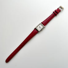 Load image into Gallery viewer, Vintage 90s Yves Saint Laurent Tank-Style Ladies&#39; Quartz Watch with Red Leather Strap - Boxed
