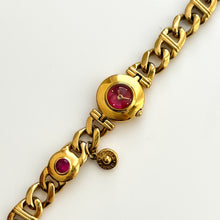 Load image into Gallery viewer, Very Rare 1990 Gold-Plated Seiko Jewellery Quartz Watch with Tiny Red Dial, Domed Glass and Chain Bracelet
