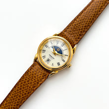 Load image into Gallery viewer, Vintage Constant Sun &amp; Moon Phase Quartz Watch with Brown Leather Strap
