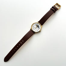 Load image into Gallery viewer, Vintage Europa Sun &amp; Moon Phase Quartz Watch with Brown Leather strap
