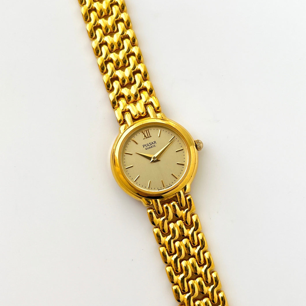 Ladies Pulsar (by Seiko) Watch with Gold-Plated Bracelet and Round Gold Dial