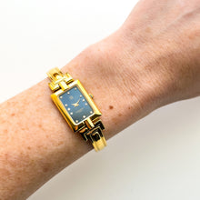 Load image into Gallery viewer, Vintage 1995 Gold-Plated Ladies&#39; Givenchy Bangle Watch with Blue Dial and Quartz Movement
