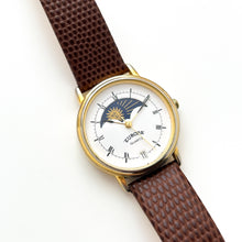 Load image into Gallery viewer, Vintage Europa Sun &amp; Moon Phase Quartz Watch with Brown Leather strap
